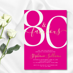 Invitation En Aluminium Quatre-vingts et Fabuleux 80e Anniversaire Fête Ro