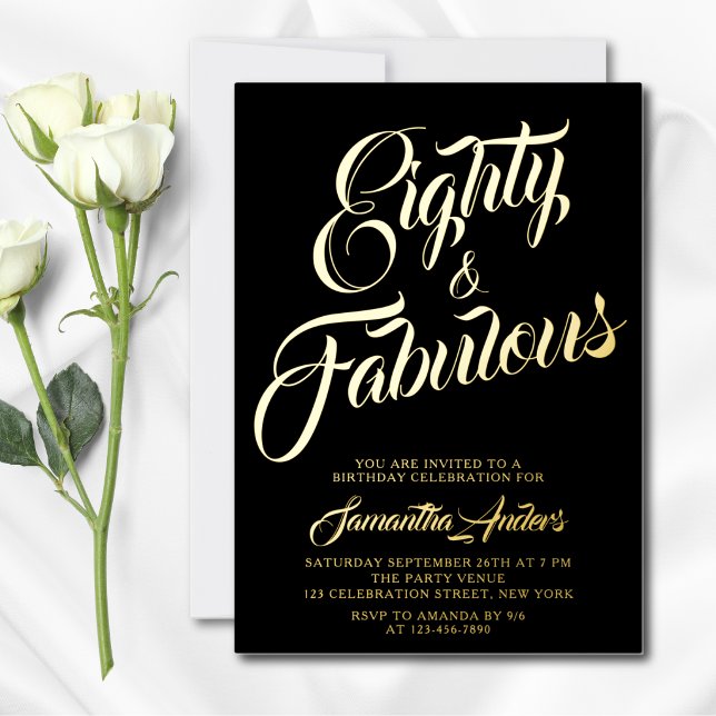 Invitation En Aluminium Quatre-vingts et Fabuleux Écriture Anniversaire No (Créateur téléchargé)