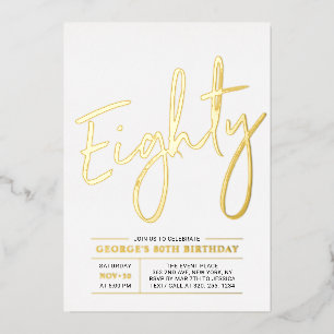 Invitation En Aluminium Quatre-vingts   Fête d'anniversaire Moderne 80 ans