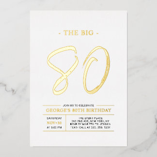 Invitation En Aluminium Quatre-vingts | Fête d'anniversaire Moderne 80 ans