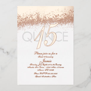 Invitation En Aluminium Quince or Monogrammé Doré Paillettes Pressées  