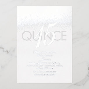 Invitation En Aluminium Quince pailleté argent à monogramme