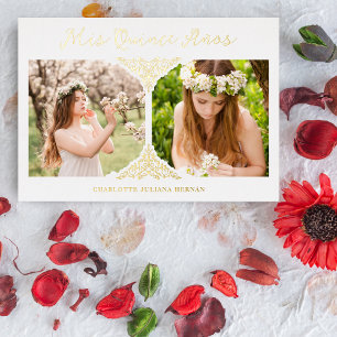 Invitation En Aluminium Quinceañera Effet de fantaisie espagnol 2 Photos