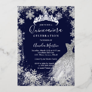Invitation En Aluminium Quinceanera hivernale de la Marine