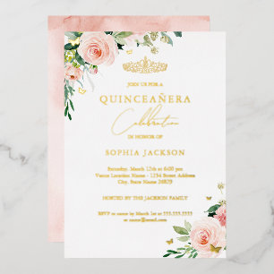Invitation En Aluminium Quinceanera or rose floral