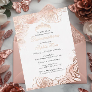 Invitation En Aluminium Quinceanera or rose Rose