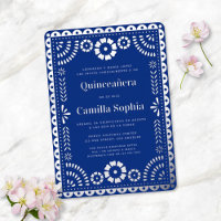 Quinceañera Papel Picado Elégant Royal Blue Silver