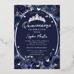 Invitation En Aluminium Quinceanera, papillon floral captivant par la Mari