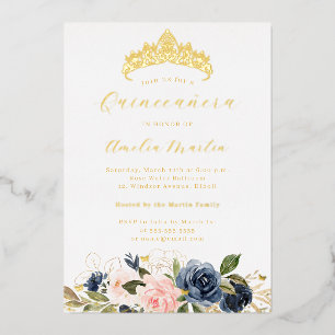Invitation En Aluminium Quinceanera, papillon floral florissant rose de la