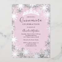 Quinceanera Rose Flocon de Neige Argent Hiver