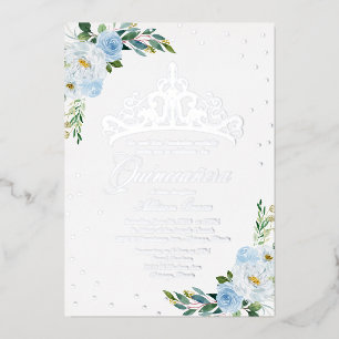 Invitation En Aluminium Quinze ans Fleur Bleue