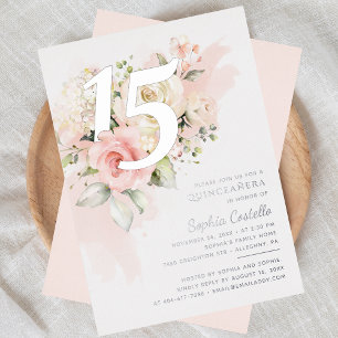 Invitation En Aluminium Quinze ans Fleurs Verdure Quinceanera Anniversaire