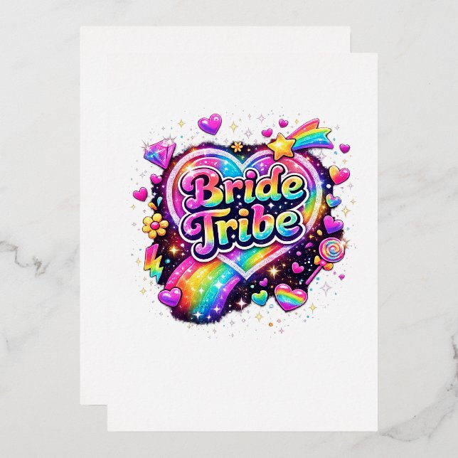 Invitation En Aluminium Rainbow Wedding Brides Maids Bachelorette Party (Recto/Verso)