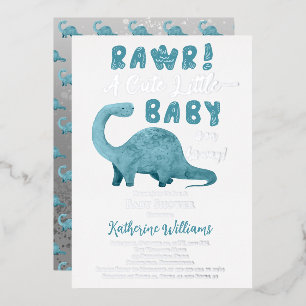 Invitation En Aluminium Rawr Un Petit Bébé Mignonne Sur Le Chemin Dinosaur
