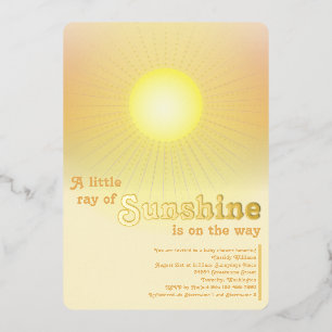 Invitation En Aluminium Ray of Sunshine Gold Baby shower solaire