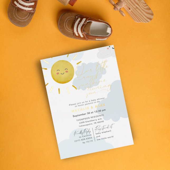 Invitation En Aluminium Ray of Sunshine Nuds Baby shower garçon (Créateur téléchargé)