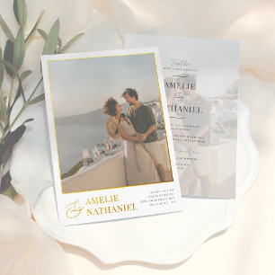 Invitation En Aluminium Real Foil   Elegant 2 Engagement Photos Wedding