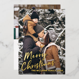 Invitation En Aluminium Real Foil Gold Script Christmas Photo Holiday Card