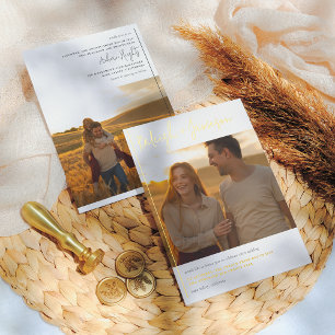 Invitation En Aluminium Real Foil Modern Script Typographie 2 Mariage phot