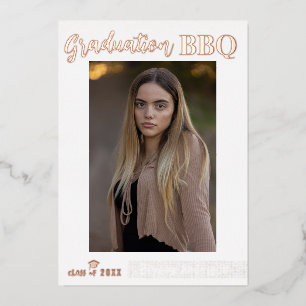 Invitation En Aluminium Real Foil Moderne Graduation Photo Party BBQ