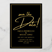 Real GOLD Foil Black Enregistrer le Mariage de dat