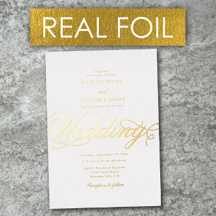 Invitation En Aluminium Real Gold Foil Elegant Classy Luxury White Mariage