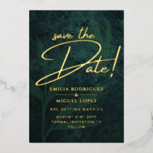 Real GOLD FOIL Emerald Green Save the Date Mariage