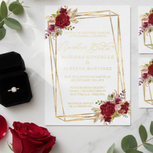 Invitation En Aluminium Real Gold Mariage espagnol Nuestra Boda