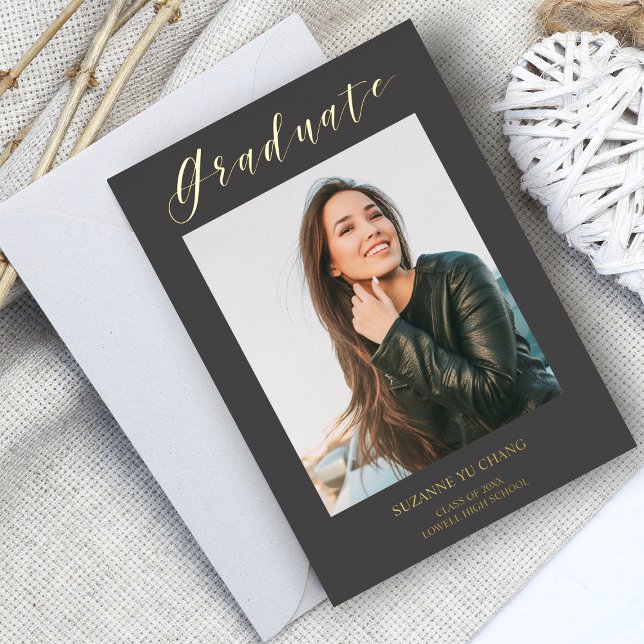 Invitation En Aluminium Real Golden Modern Typographie Photo Gradué (Créateur téléchargé)