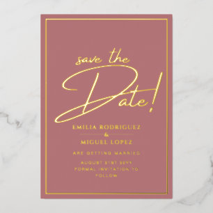 Invitation En Aluminium Real OR Foil Dusty Rose Enregistrer le Mariage de