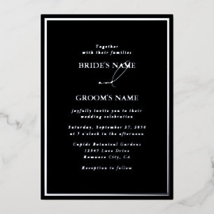 Invitation En Aluminium Real Silver Foil Moderne Black & Silver Mariage