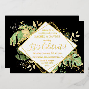 Invitation En Aluminium Réception de mariage élégant et en fuite tropicale