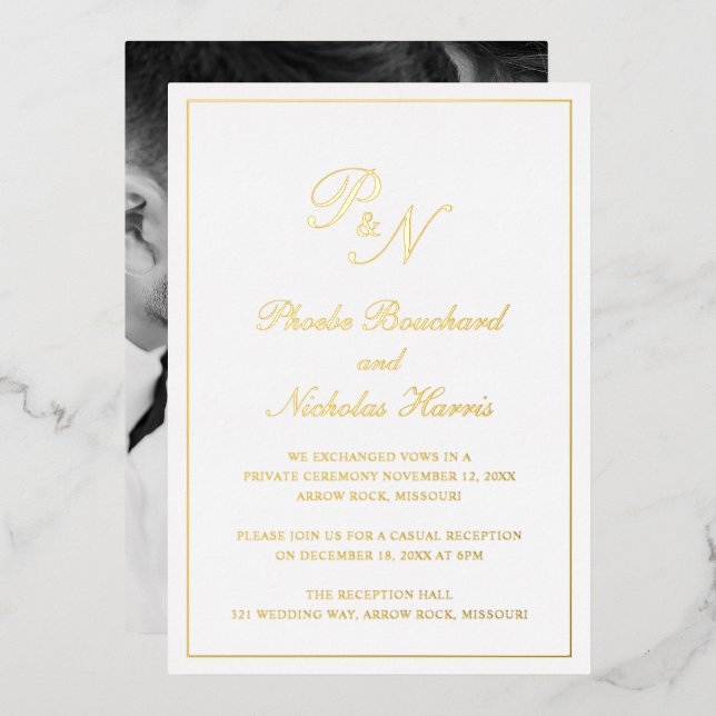 Invitation En Aluminium Réception de mariage élégante classique (Recto/Verso)