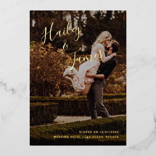 Invitation En Aluminium Réception de mariage moderne et élégante photo (Recto)