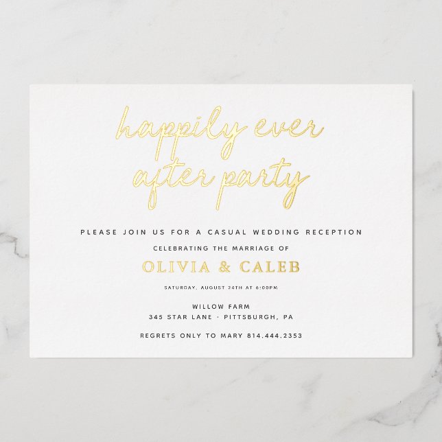 Invitation En Aluminium Réception de mariage pour un bonheur éternel  (Recto)