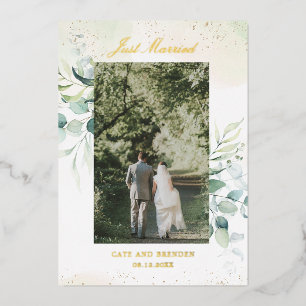 Invitation En Aluminium Réception de mariage rustique avec eucalyptus doré
