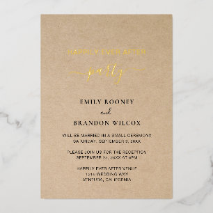 Invitation En Aluminium Réception De Mariage Rustique Élégante D'Or Modern