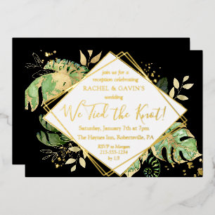 Invitation En Aluminium Réception de mariage tropicale fuite en avant Noir