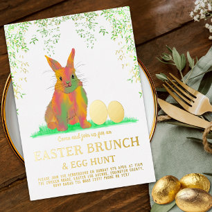 Invitation En Aluminium Recherche d'oeufs de Pâques Brunch Lapin mignon & 