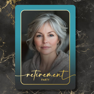 Invitation En Aluminium Récolte photo minimaliste moderne Turquoise