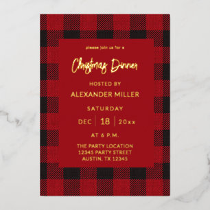 Invitation En Aluminium Red Buffalo Plaid Flannel Noël