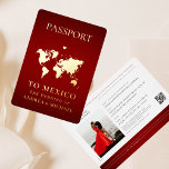 Invitation En Aluminium Red Gold Passport Voyage Destination Mariage Real<br><div class="desc">Surprenez vos proches avec cette invitation de style passeport cool,  avec des détails modifiables,  une carte en feuille d'or et le texte avant. Customisez facilement en cliquant sur l'option "personnaliser".</div>