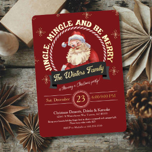 Invitation En Aluminium Red Vintage Père Noël Sucre de canne Noël