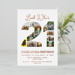 Invitation En Aluminium Regardez qui est 21 Photo Collage signe joyeux ann