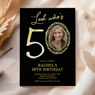 Invitation En Aluminium Regardez qui est 50 photo Anniversaire adulte