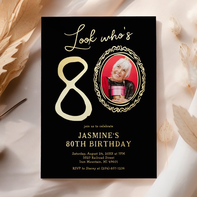 Invitation En Aluminium Regardez qui est 80 photo Anniversaire adulte (Créateur téléchargé)