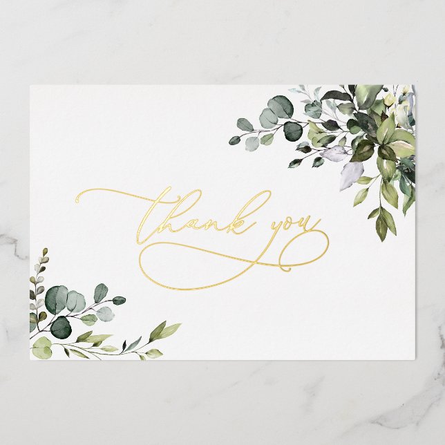 Invitation En Aluminium Remerciement de mariage à la verdure d'Eucalyptus  (Recto)