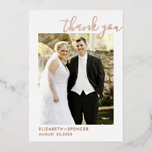 Invitation En Aluminium Remerciement de mariage photo avec écriture modern