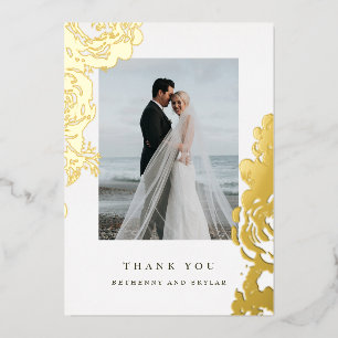 Invitation En Aluminium Remerciement en feuille d'or Gold Bloom