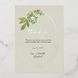 Invitation En Aluminium Remerciement floral botanique moderne vert  